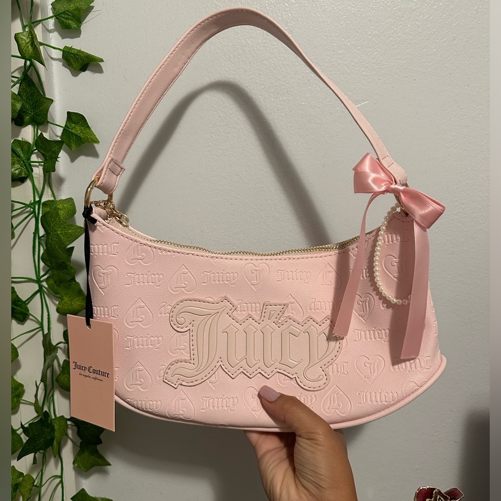 Baby pink juicy couture shoulder bag with bow